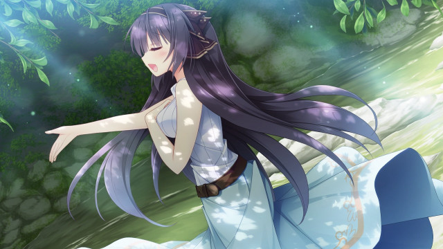 Woman forest outstretched dress portrait free wallpaper for desktop - medium preview image