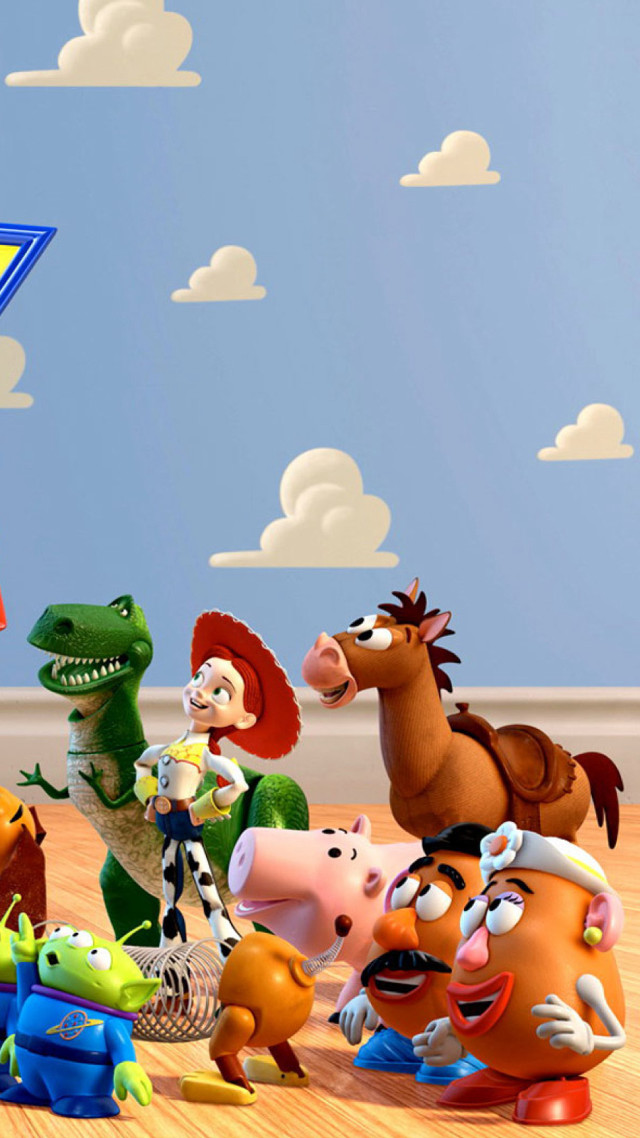 Cartoon characters blue wall sky free wallpaper for mobile - medium preview image