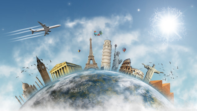 City plane matte fantasy sky free wallpaper for desktop - medium preview image
