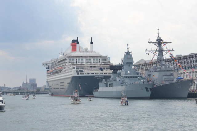 Large ship smaller ship dock free wallpaper for desktop - medium preview image