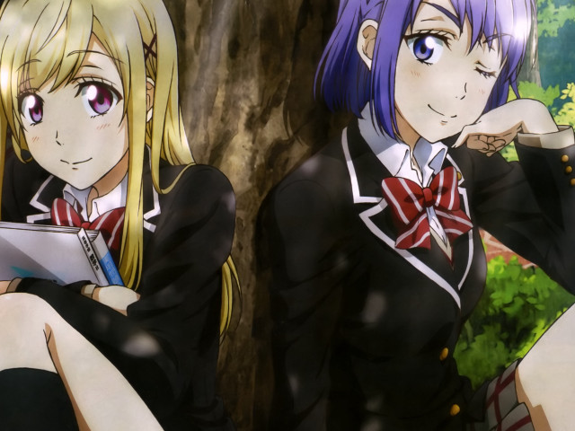 Anime girls tree paper sitting free wallpaper for desktop - medium preview image