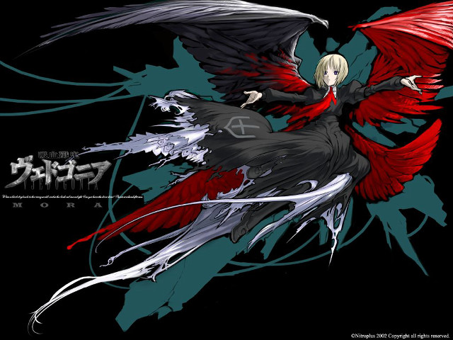 Woman red wings black background free wallpaper for desktop - medium preview image