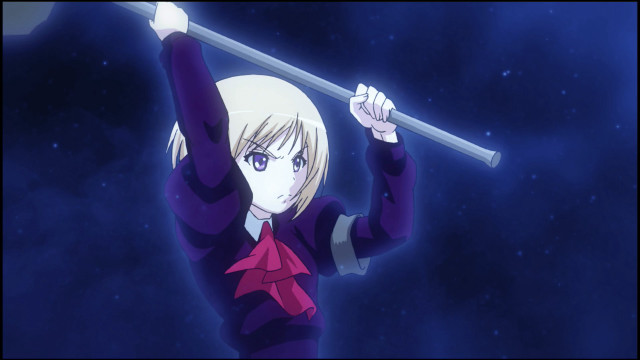 Woman sword hands up blue free wallpaper for desktop - medium preview image