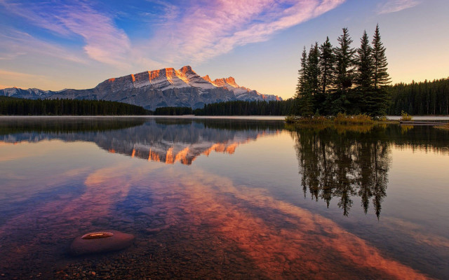 Mountain range lake sunset pink #2 free wallpaper for desktop - medium preview image