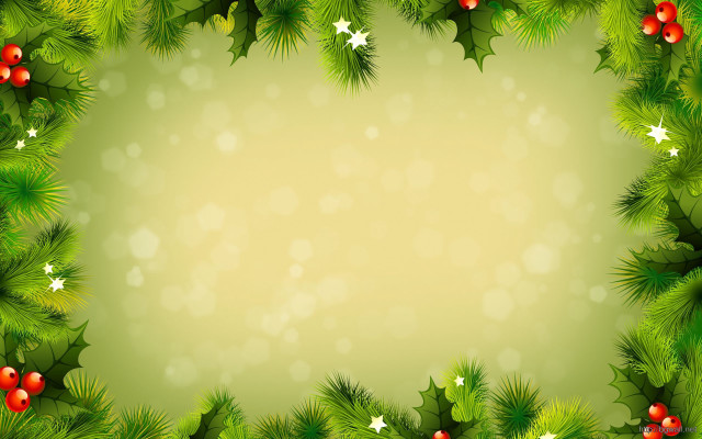 Christmas holly berries green background #2 free wallpaper for desktop - medium preview image