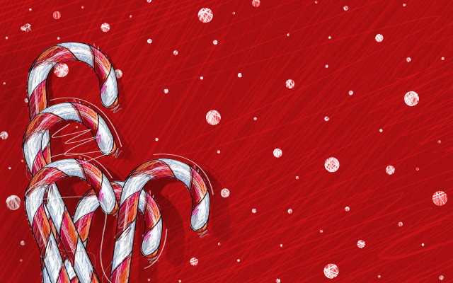 Candy cane red background snowflakes free wallpaper for desktop - medium preview image