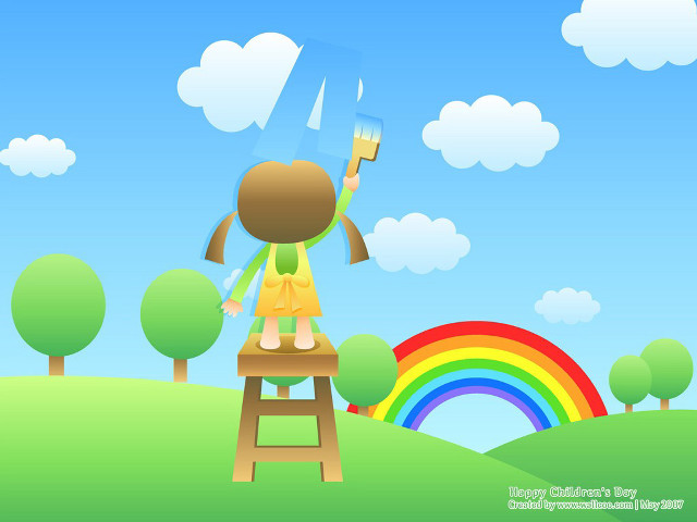 Person stool beer rainbow trees free wallpaper for desktop - medium preview image