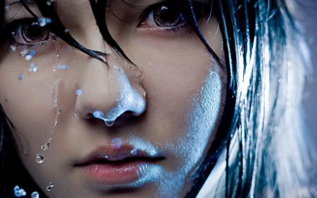 Woman water face nose wet free wallpaper for desktop - medium preview image