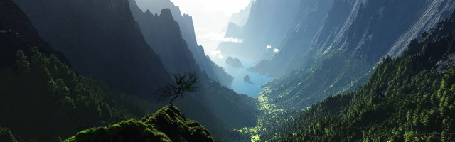 Mountain valley tree river nature #2 free wallpaper for desktop - medium preview image