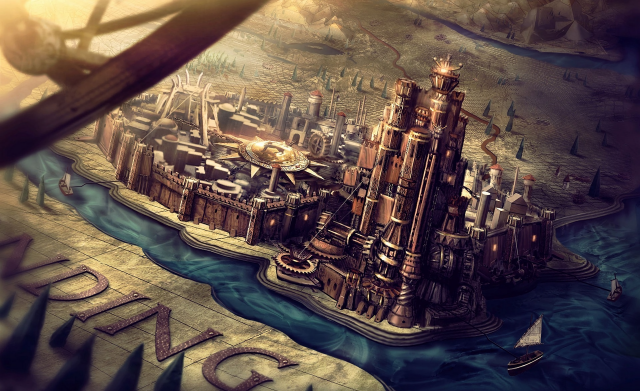 City river boat computer generated free wallpaper for desktop - medium preview image