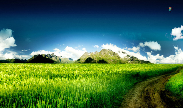 Dirt road green field mountain #4 free wallpaper for desktop - medium preview image