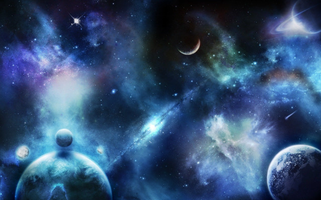 Space scene planets stars man #2 free wallpaper for desktop - medium preview image