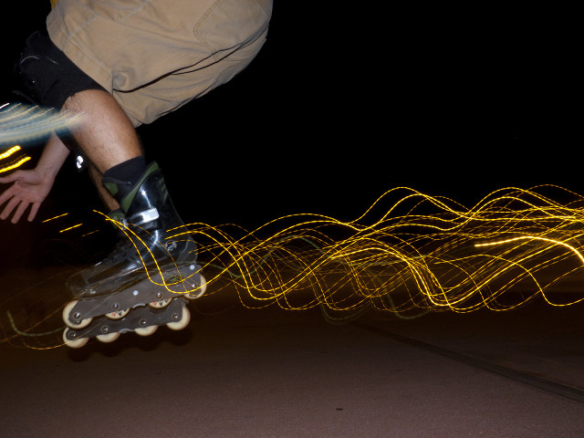 Man skateboard night long exposure free wallpaper for desktop - medium preview image