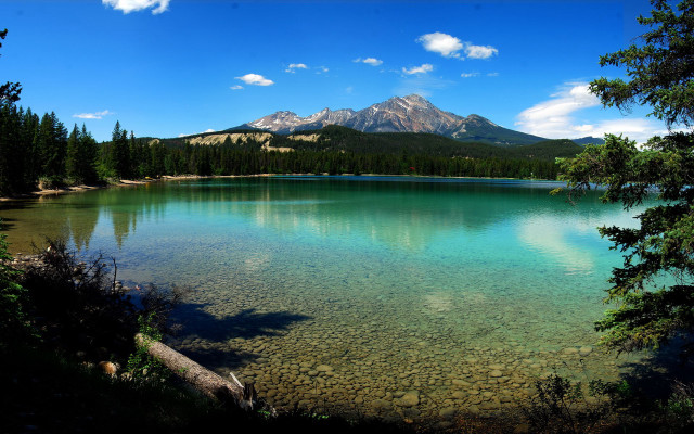 Lake trees mountains blue sky #5 free wallpaper for desktop - medium preview image