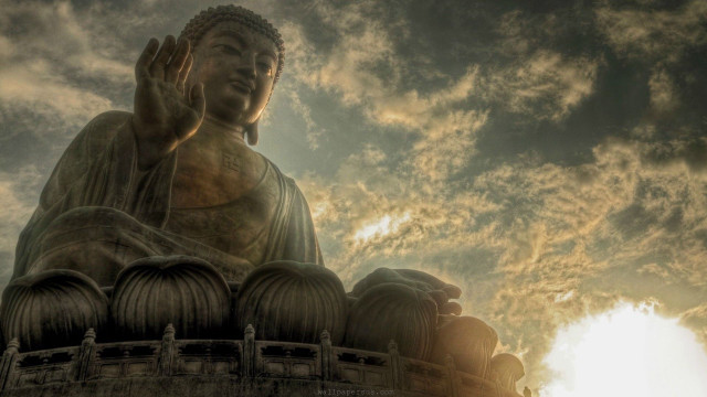 Buddha statue sky clouds large free wallpaper for desktop - medium preview image