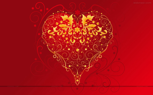 Heart gold swirl folk art free wallpaper for desktop - medium preview image