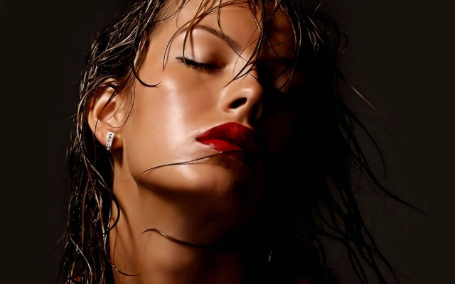 Woman wet hair red lipstick free wallpaper for desktop - medium preview image