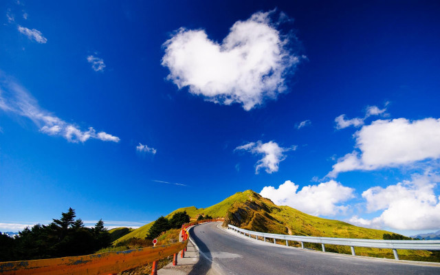 Road heart cloud fence blue free wallpaper for desktop - medium preview image