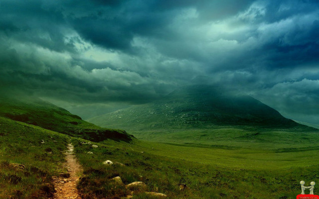 Path mountain cloudy sky sheep free wallpaper for desktop - medium preview image