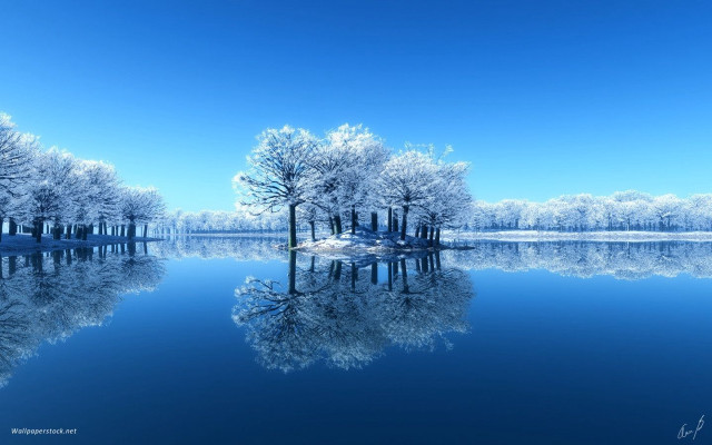 Lake trees blue sky reflection #2 free wallpaper for desktop - medium preview image