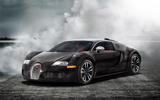 Black bugatti smoke hood car free wallpaper for desktop - medium preview image