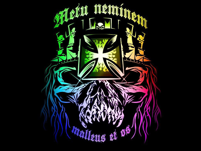 Skull cross rainbow background hells free wallpaper for desktop - medium preview image