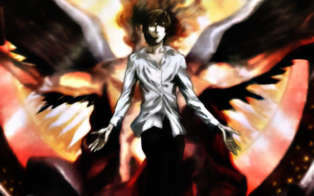 Man wings painting demon red free wallpaper for desktop - medium preview image