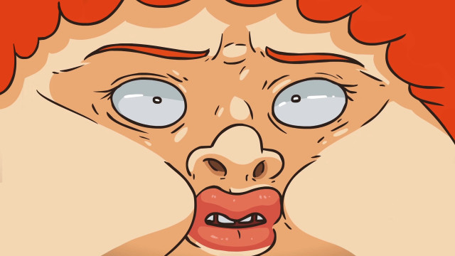 Cartoon woman red hair blue free wallpaper for desktop - medium preview image