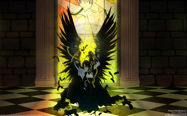 Woman black wings window bird free wallpaper for desktop - medium preview image