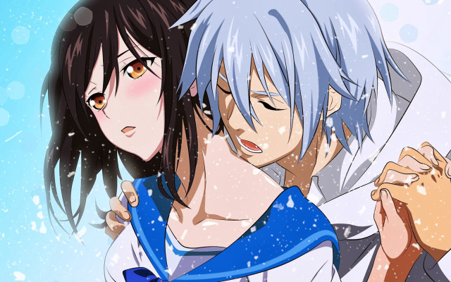 Anime characters hugging snow together #2 free wallpaper for desktop - medium preview image