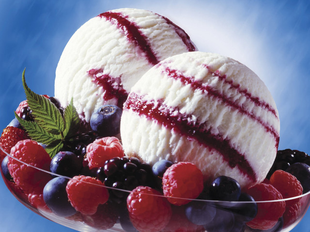 Two icecreams berries blueberries bowl free wallpaper for desktop - medium preview image