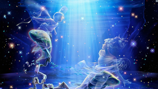 Painting two people water light free wallpaper for desktop - medium preview image