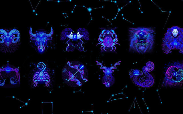 Zodiac signs blue lights stars free wallpaper for desktop - medium preview image