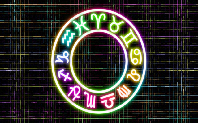 Neon sign zodiac numbers circle free wallpaper for desktop - medium preview image