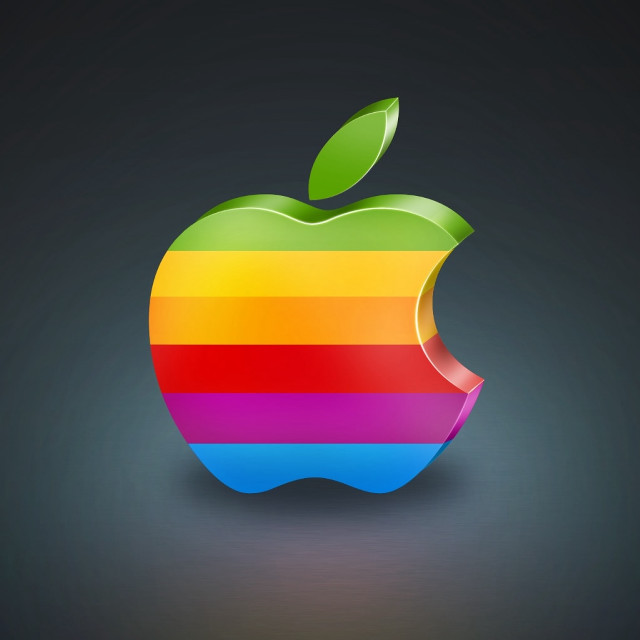 Apple logo rainbow stripe green free wallpaper for tablet - medium preview image