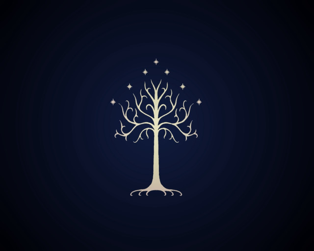 White tree stars blue background free wallpaper for desktop - medium preview image