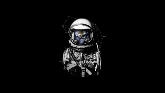 Space suit planet helmet black free wallpaper for desktop - medium preview image
