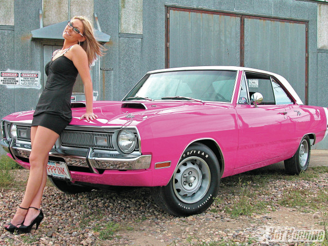 Woman short dress pink car free wallpaper for desktop - medium preview image