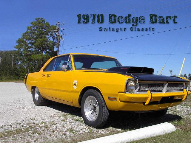 Yellow car gravel road dodge free wallpaper for desktop - medium preview image