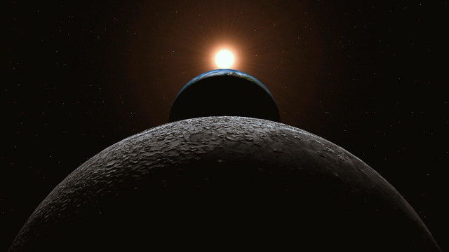 Earth moon orbit bright horizon free wallpaper for desktop - medium preview image