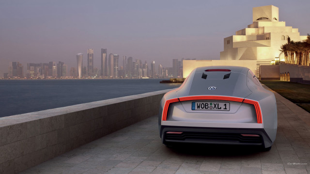 Car parked road water city free wallpaper for desktop - medium preview image