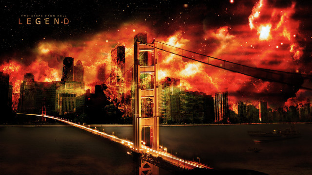 Bridge city fire sky background free wallpaper for desktop - medium preview image