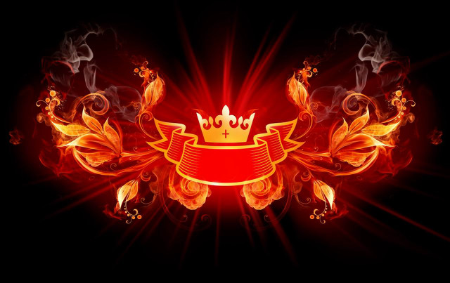 Red yellow background crown ribbon free wallpaper for desktop - medium preview image