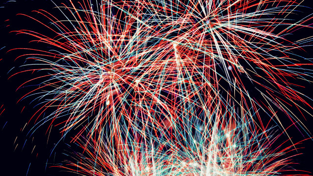 Firework display black background red free wallpaper for desktop - medium preview image