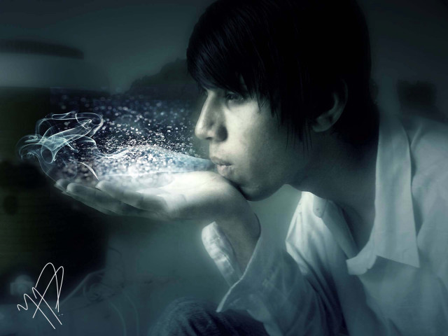 Man holding glass bowl water free wallpaper for desktop - medium preview image