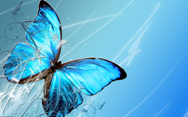Blue butterfly flying air background free wallpaper for desktop - medium preview image