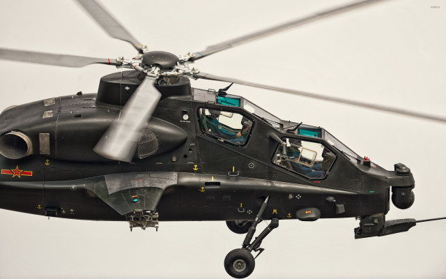 Black helicopter flying sky cockpit free wallpaper for desktop - medium preview image