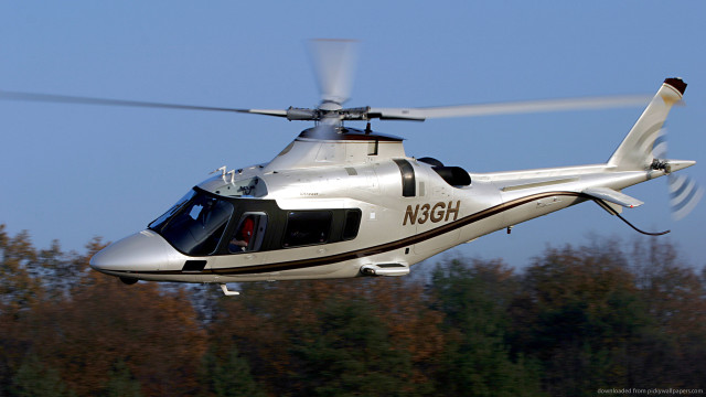 Helicopter flying forest trees blue free wallpaper for desktop - medium preview image