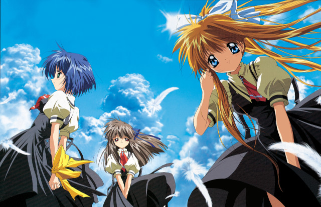 Anime girls cloudy day blue #2 free wallpaper for desktop - medium preview image