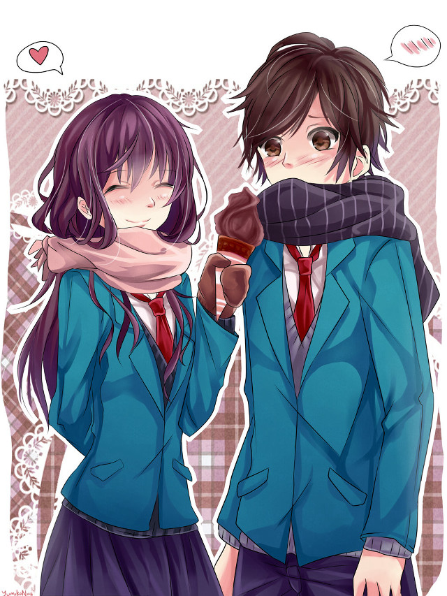 Couple people scarf coffee together free wallpaper for mobile - medium preview image